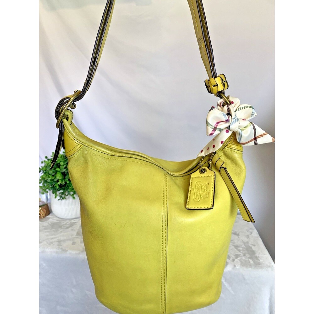 COACH Vintage Bleecker Tattersall 11422 Leather Yellow Duffle Sac Shoulder Bag